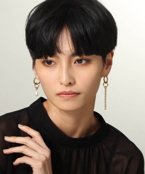 COCOSHNIK ONKITSCH / ココシュニックオンキッチュ ピアス・イヤリング | シルバー フープピアス チェーンチャーム GP | 詳細6