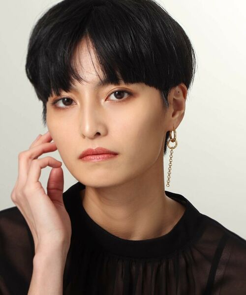 COCOSHNIK ONKITSCH / ココシュニックオンキッチュ ピアス・イヤリング | シルバー フープピアス チェーンチャーム GP | 詳細8