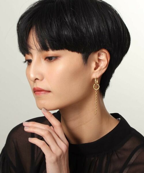 COCOSHNIK ONKITSCH / ココシュニックオンキッチュ ピアス・イヤリング | シルバー フープピアス チェーンチャーム GP | 詳細9