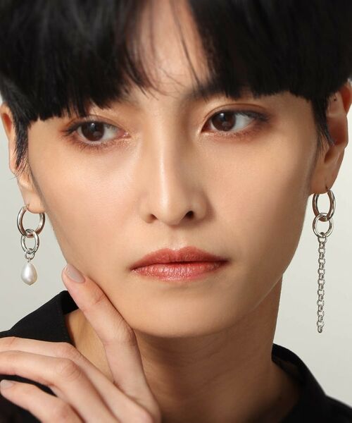 COCOSHNIK ONKITSCH / ココシュニックオンキッチュ ピアス・イヤリング | シルバー フープピアス チェーンチャーム | 詳細11