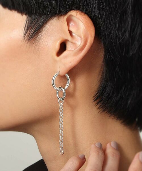 COCOSHNIK ONKITSCH / ココシュニックオンキッチュ ピアス・イヤリング | シルバー フープピアス チェーンチャーム | 詳細14