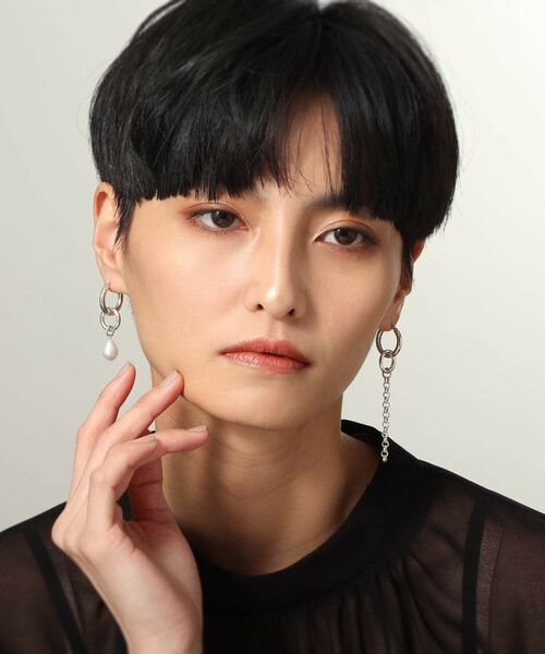 COCOSHNIK ONKITSCH / ココシュニックオンキッチュ ピアス・イヤリング | シルバー フープピアス チェーンチャーム | 詳細6