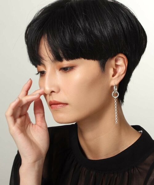 COCOSHNIK ONKITSCH / ココシュニックオンキッチュ ピアス・イヤリング | シルバー フープピアス チェーンチャーム | 詳細9