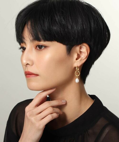 COCOSHNIK ONKITSCH / ココシュニックオンキッチュ ピアス・イヤリング | シルバー フープピアス パールチャーム GP | 詳細8