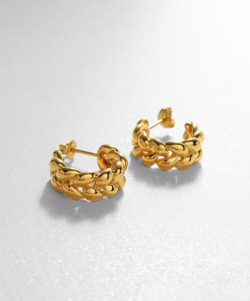 COCOSHNIK ONKITSCH / ココシュニックオンキッチュ ピアス・イヤリング | シルバー ニッティングモチーフ フープピアス GP | 詳細1