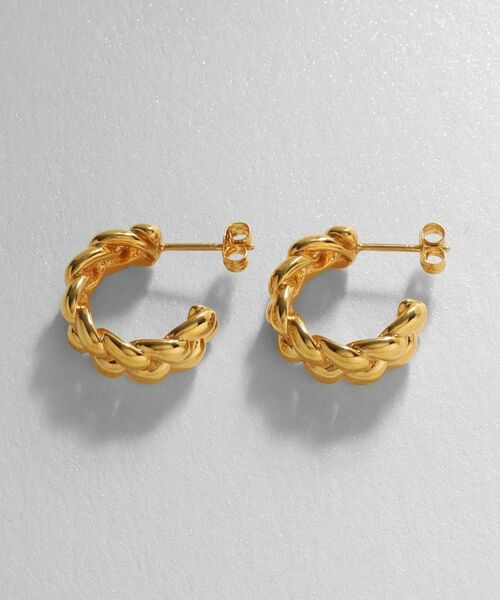 COCOSHNIK ONKITSCH / ココシュニックオンキッチュ ピアス・イヤリング | シルバー ニッティングモチーフ フープピアス GP | 詳細3