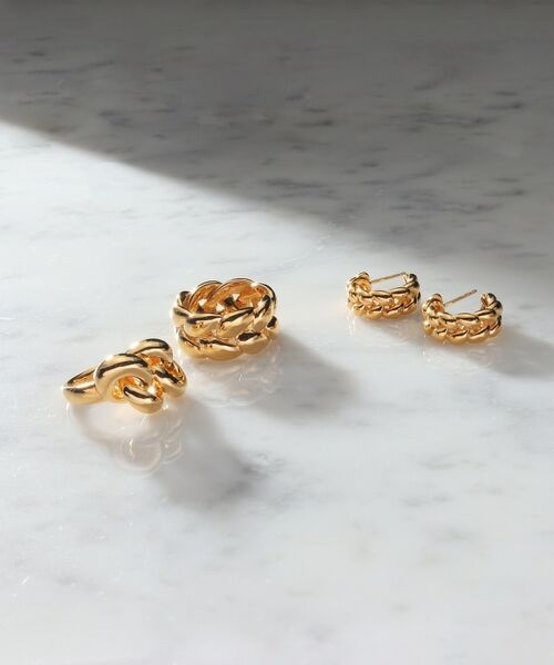 COCOSHNIK ONKITSCH / ココシュニックオンキッチュ ピアス・イヤリング | シルバー ニッティングモチーフ フープピアス GP | 詳細5