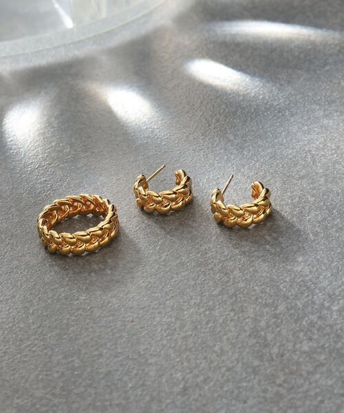 COCOSHNIK ONKITSCH / ココシュニックオンキッチュ ピアス・イヤリング | シルバー ニッティングモチーフ フープピアス GP | 詳細6