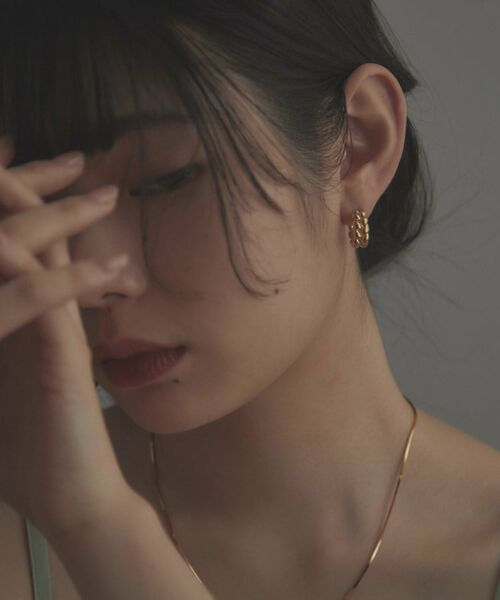 COCOSHNIK ONKITSCH / ココシュニックオンキッチュ ピアス・イヤリング | シルバー ニッティングモチーフ フープピアス GP | 詳細9