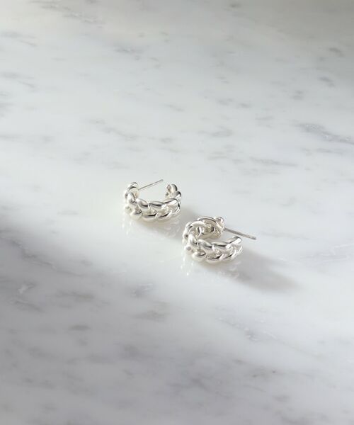 COCOSHNIK ONKITSCH / ココシュニックオンキッチュ ピアス・イヤリング | シルバー ニッティングモチーフ フープピアス | 詳細4