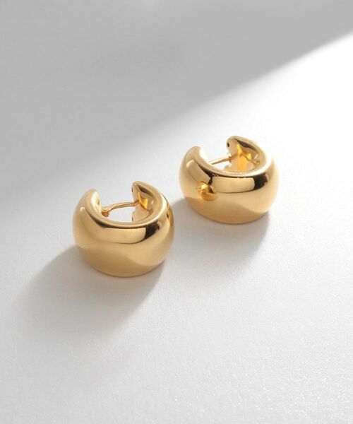 COCOSHNIK ONKITSCH / ココシュニックオンキッチュ ピアス・イヤリング | シルバー ホロウフープ ワイドピアス GP | 詳細1