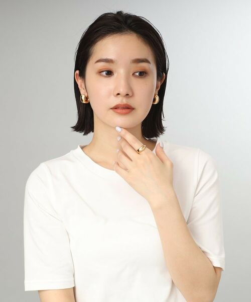 COCOSHNIK ONKITSCH / ココシュニックオンキッチュ ピアス・イヤリング | シルバー ホロウフープ ワイドピアス GP | 詳細6