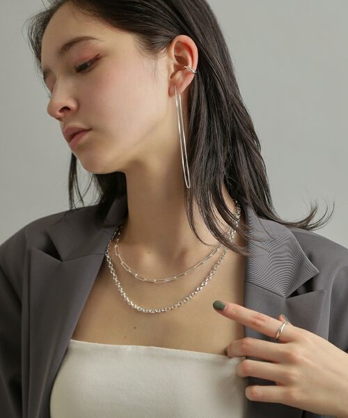 COCOSHNIK ONKITSCH / ココシュニックオンキッチュ ピアス・イヤリング | シルバー チェーンピアスベネチアン ロングフープ（片耳用） | 詳細9