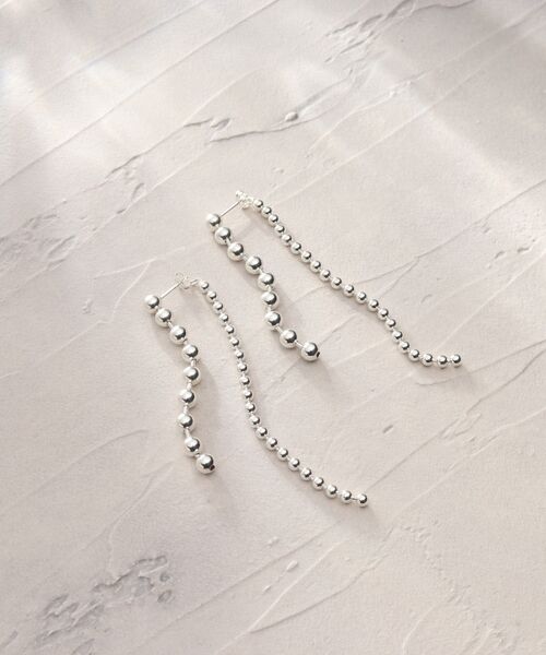 COCOSHNIK ONKITSCH / ココシュニックオンキッチュ ピアス・イヤリング | シルバー チェーンピアス ボール フロントバック | 詳細4