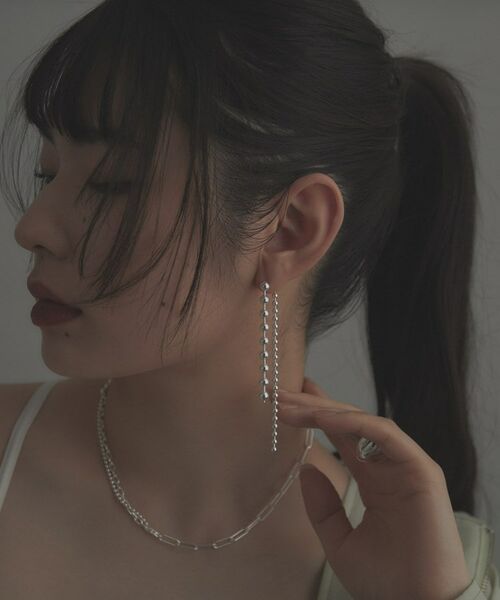 COCOSHNIK ONKITSCH / ココシュニックオンキッチュ ピアス・イヤリング | シルバー チェーンピアス ボール フロントバック | 詳細8