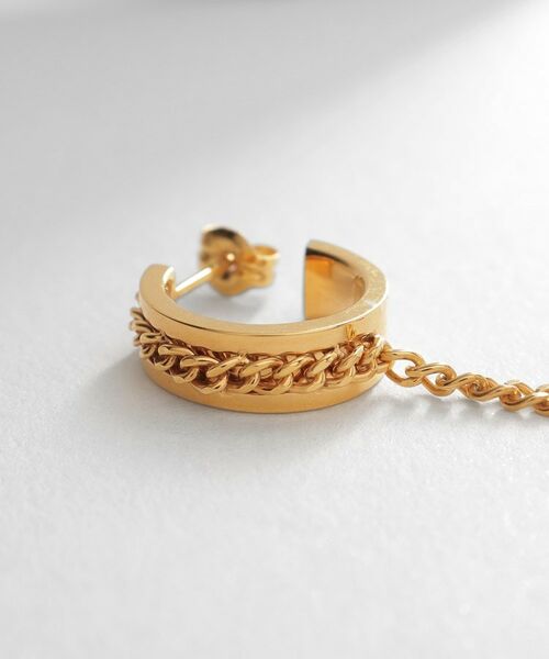 COCOSHNIK ONKITSCH / ココシュニックオンキッチュ ピアス・イヤリング | シルバー ハンギング カーブチェーンピアス GP | 詳細2