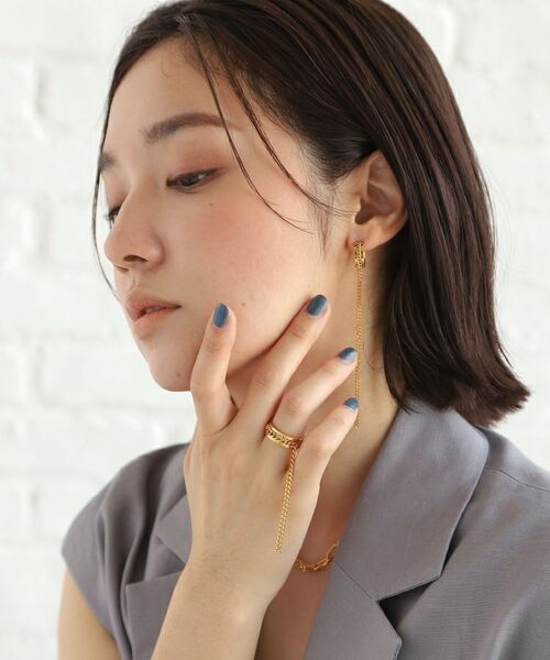 COCOSHNIK ONKITSCH / ココシュニックオンキッチュ ピアス・イヤリング | シルバー ハンギング カーブチェーンピアス GP | 詳細5