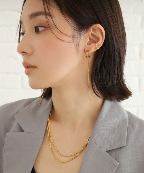 COCOSHNIK ONKITSCH / ココシュニックオンキッチュ ピアス・イヤリング | シルバー ハンギング カーブチェーンピアス GP | 詳細6