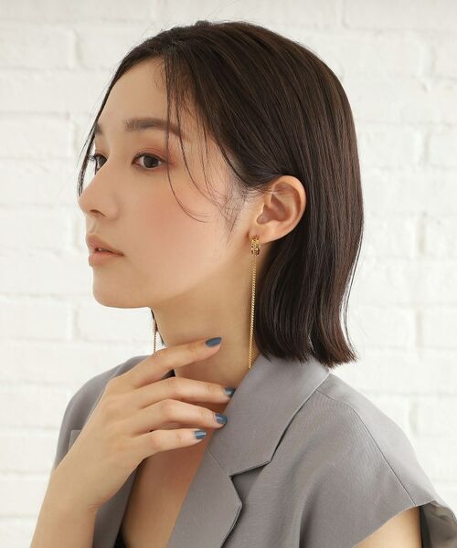 COCOSHNIK ONKITSCH / ココシュニックオンキッチュ ピアス・イヤリング | シルバー ハンギング カーブチェーンピアス GP | 詳細7