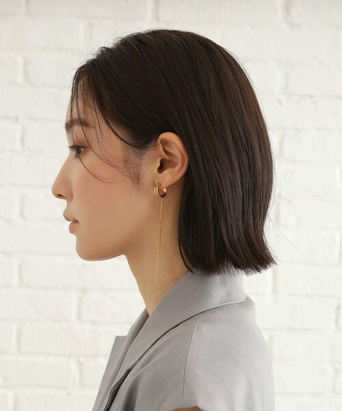 COCOSHNIK ONKITSCH / ココシュニックオンキッチュ ピアス・イヤリング | シルバー ハンギング カーブチェーンピアス GP | 詳細8