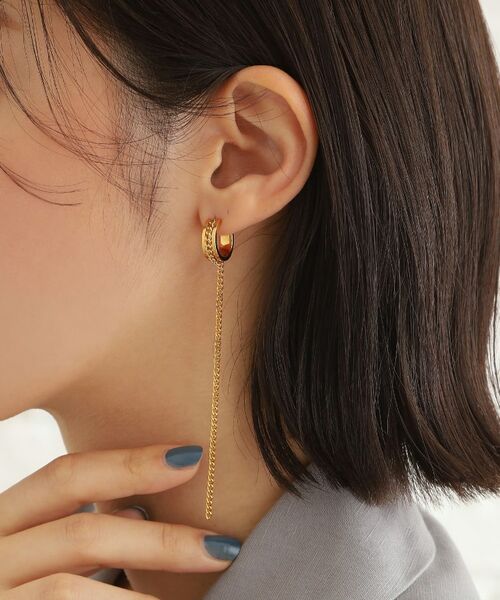 COCOSHNIK ONKITSCH / ココシュニックオンキッチュ ピアス・イヤリング | シルバー ハンギング カーブチェーンピアス GP | 詳細9