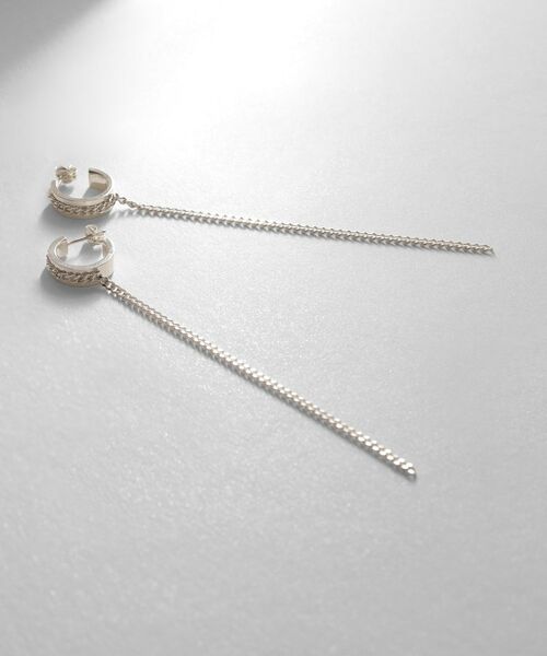COCOSHNIK ONKITSCH / ココシュニックオンキッチュ ピアス・イヤリング | シルバー ハンギング カーブチェーンピアス | 詳細1