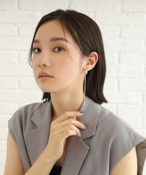 COCOSHNIK ONKITSCH / ココシュニックオンキッチュ ピアス・イヤリング | シルバー ハンギング カーブチェーンピアス | 詳細6