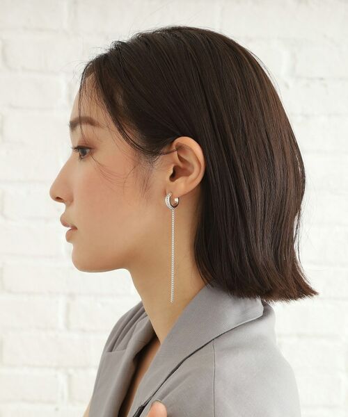 COCOSHNIK ONKITSCH / ココシュニックオンキッチュ ピアス・イヤリング | シルバー ハンギング カーブチェーンピアス | 詳細7