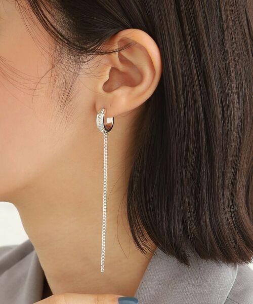 COCOSHNIK ONKITSCH / ココシュニックオンキッチュ ピアス・イヤリング | シルバー ハンギング カーブチェーンピアス | 詳細8