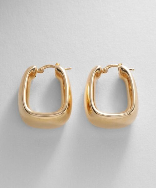 COCOSHNIK ONKITSCH / ココシュニックオンキッチュ ピアス・イヤリング | シルバー ホロウフープピアス トラペーズ GP | 詳細3