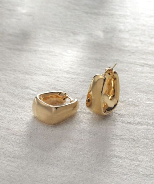 COCOSHNIK ONKITSCH / ココシュニックオンキッチュ ピアス・イヤリング | シルバー ホロウフープピアス トラペーズ GP | 詳細4