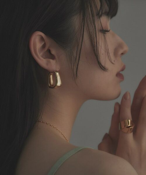 COCOSHNIK ONKITSCH / ココシュニックオンキッチュ ピアス・イヤリング | シルバー ホロウフープピアス トラペーズ GP | 詳細8