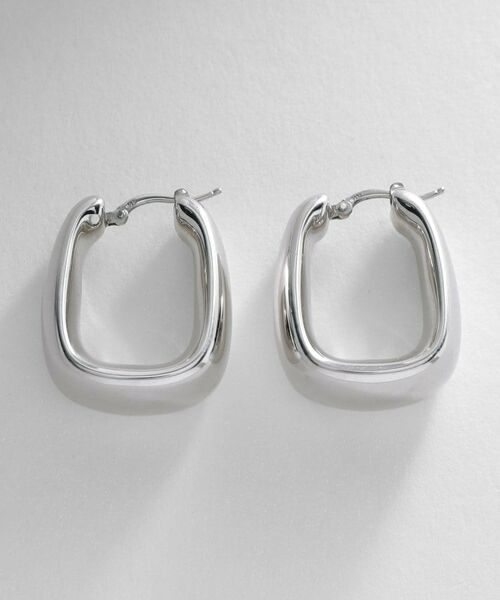 COCOSHNIK ONKITSCH / ココシュニックオンキッチュ ピアス・イヤリング | シルバー ホロウフープピアス トラペーズ | 詳細3