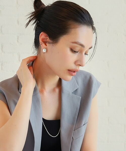 COCOSHNIK ONKITSCH / ココシュニックオンキッチュ ピアス・イヤリング | シルバー ホロウピアス オーバルスタッド | 詳細6