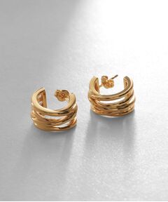 COCOSHNIK ONKITSCH / ココシュニックオンキッチュ ピアス・イヤリング | シルバー スモールフープ クロッシングライン ピアス GP