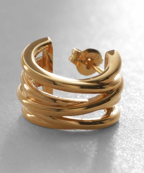 COCOSHNIK ONKITSCH / ココシュニックオンキッチュ ピアス・イヤリング | シルバー スモールフープ クロッシングライン ピアス GP | 詳細2