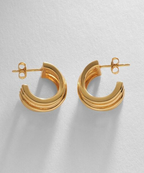 COCOSHNIK ONKITSCH / ココシュニックオンキッチュ ピアス・イヤリング | シルバー スモールフープ クロッシングライン ピアス GP | 詳細3