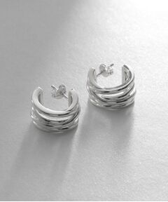 COCOSHNIK ONKITSCH / ココシュニックオンキッチュ ピアス・イヤリング | シルバー スモールフープ クロッシングライン ピアス