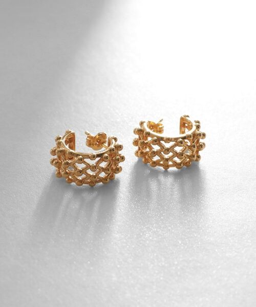 COCOSHNIK ONKITSCH / ココシュニックオンキッチュ ピアス・イヤリング | シルバー スモールフープ ボールメッシュ ピアス GP（ゴールド(600)）