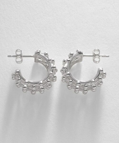 COCOSHNIK ONKITSCH / ココシュニックオンキッチュ ピアス・イヤリング | シルバー スモールフープ ボールメッシュ ピアス | 詳細3