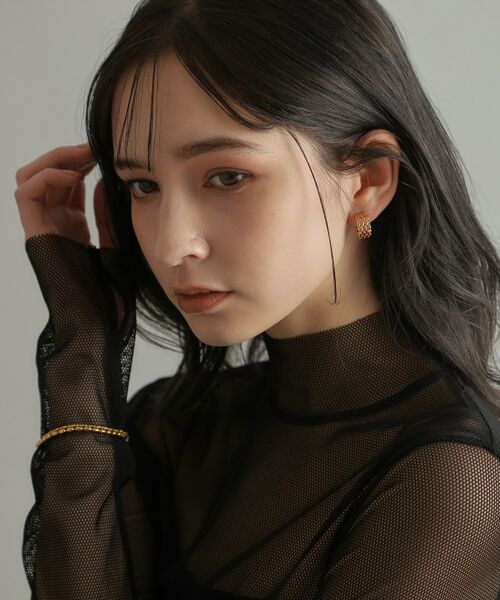 COCOSHNIK ONKITSCH / ココシュニックオンキッチュ ピアス・イヤリング | シルバー スモールフープ マーキスメッシュ ピアス GP | 詳細5