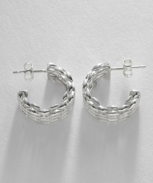 COCOSHNIK ONKITSCH / ココシュニックオンキッチュ ピアス・イヤリング | シルバー スモールフープ マーキスメッシュ ピアス | 詳細3