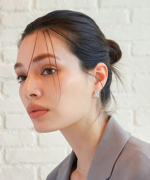 COCOSHNIK ONKITSCH / ココシュニックオンキッチュ ピアス・イヤリング | シルバー スモールフープ マーキスメッシュ ピアス | 詳細7