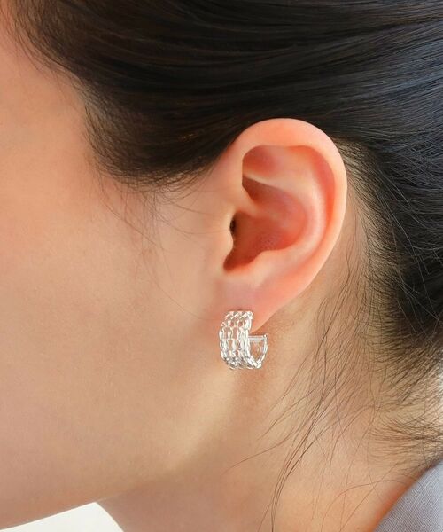 COCOSHNIK ONKITSCH / ココシュニックオンキッチュ ピアス・イヤリング | シルバー スモールフープ マーキスメッシュ ピアス | 詳細9