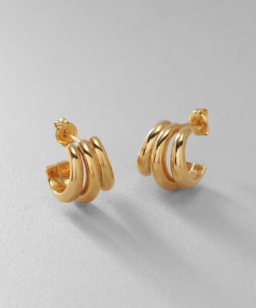 COCOSHNIK ONKITSCH / ココシュニックオンキッチュ ピアス・イヤリング | シルバー スモールフープ トリプルカーブピアス GP | 詳細1