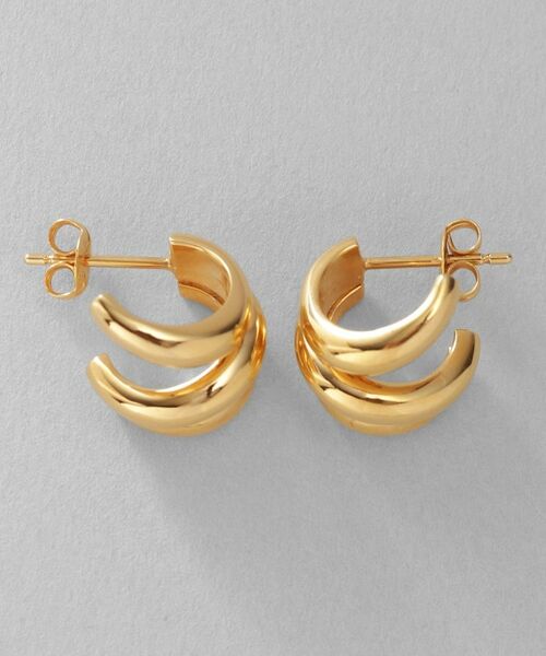 COCOSHNIK ONKITSCH / ココシュニックオンキッチュ ピアス・イヤリング | シルバー スモールフープ トリプルカーブピアス GP | 詳細4