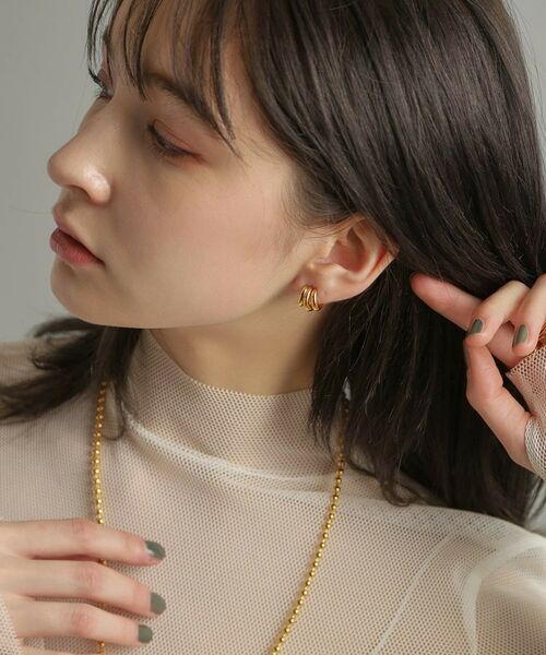 COCOSHNIK ONKITSCH / ココシュニックオンキッチュ ピアス・イヤリング | シルバー スモールフープ トリプルカーブピアス GP | 詳細8