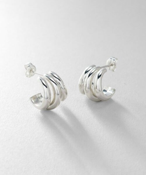 COCOSHNIK ONKITSCH / ココシュニックオンキッチュ ピアス・イヤリング | シルバー スモールフープ トリプルカーブピアス | 詳細1