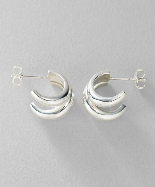 COCOSHNIK ONKITSCH / ココシュニックオンキッチュ ピアス・イヤリング | シルバー スモールフープ トリプルカーブピアス | 詳細4