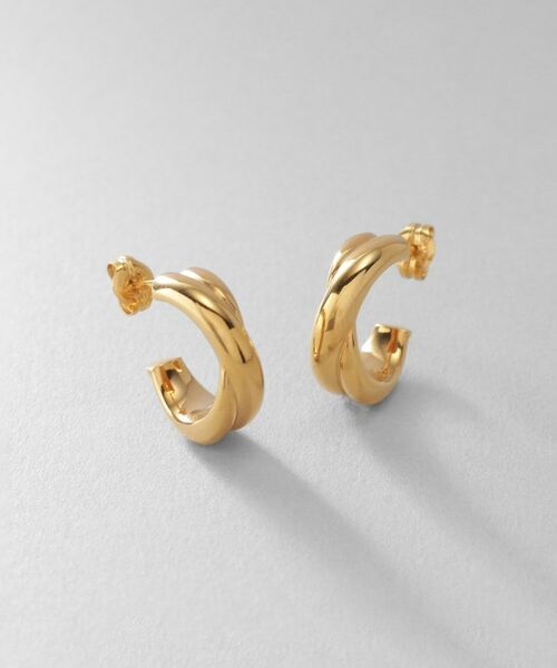 COCOSHNIK ONKITSCH / ココシュニックオンキッチュ ピアス・イヤリング | シルバー スモールフープ プランプクロスピアス GP（ゴールド(600)）